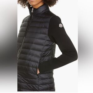 Moncler quilted down & wool long jacket